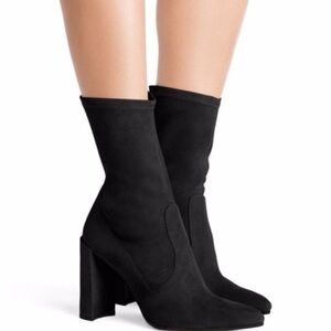 Stuart Weitzman Black Suede Clinger Ankle Boots